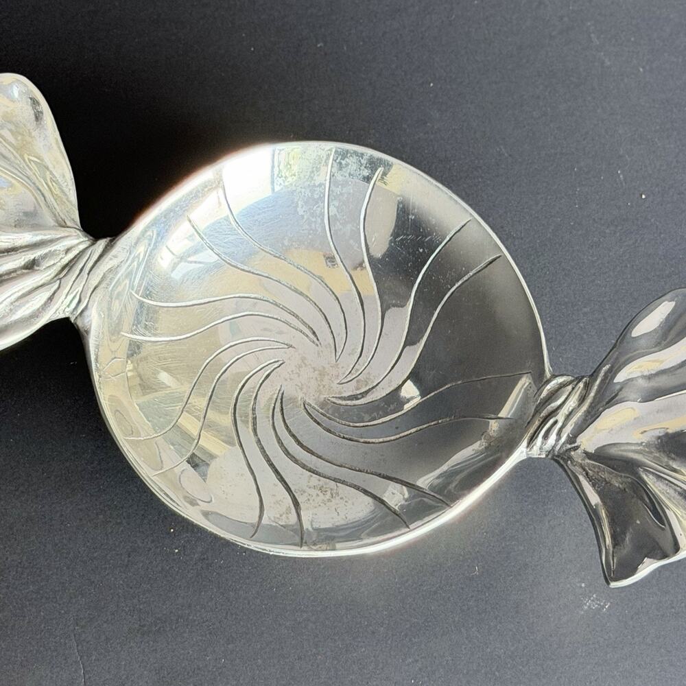 MARIPOSA Aluminum Peppermint Candy Shaped Serving Dish Holiday Snack Bowl #1310